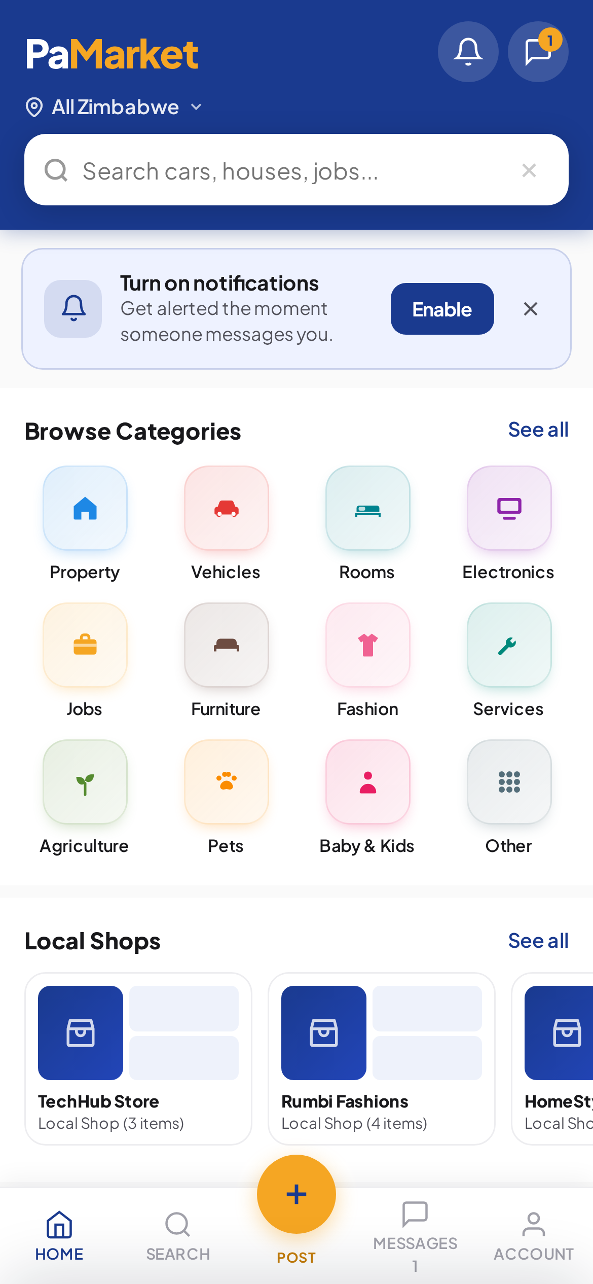 PaMarket app home