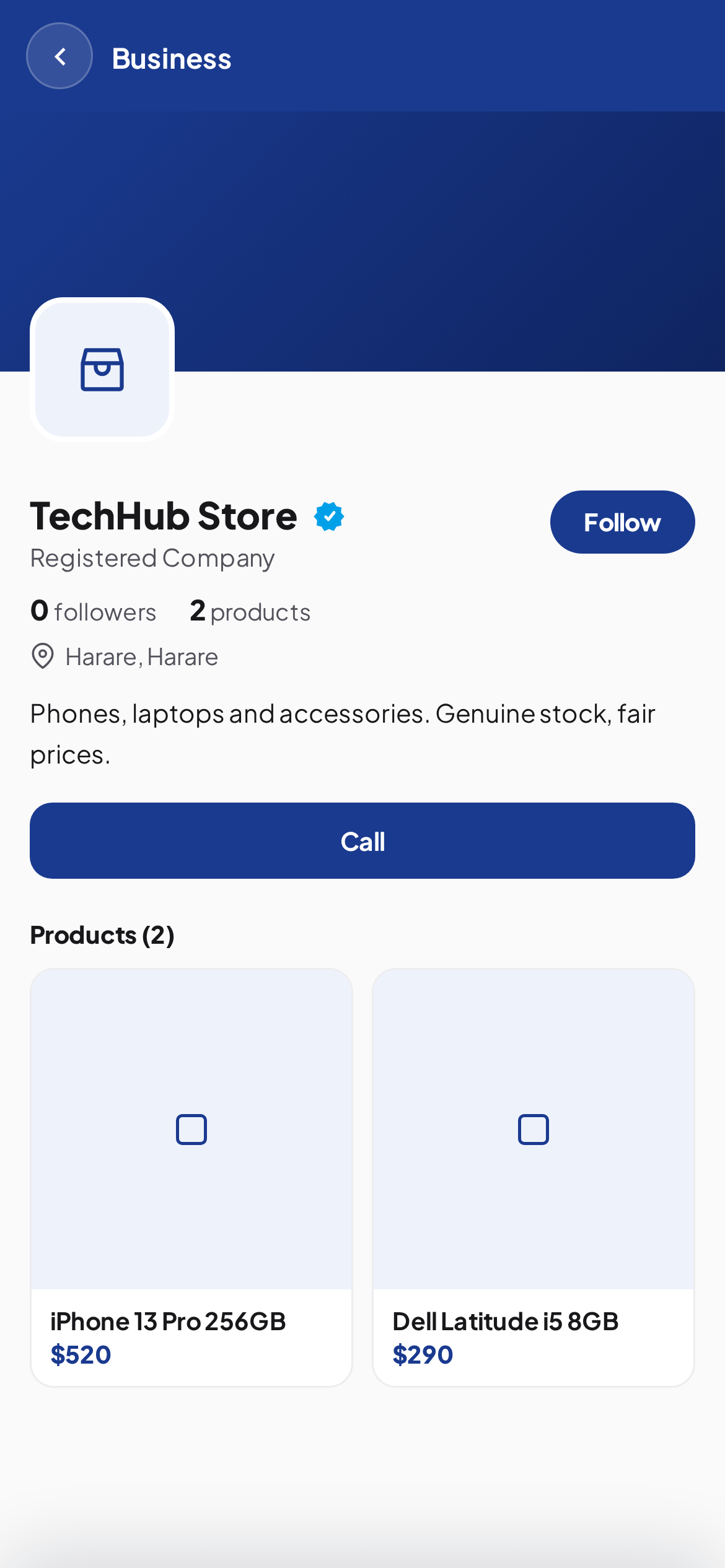 Shop page